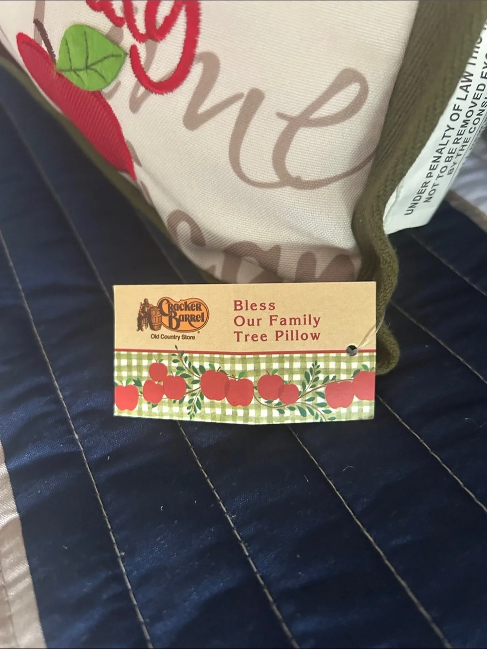 Cracker barrel Bless Our Family Apple Tree Pillow